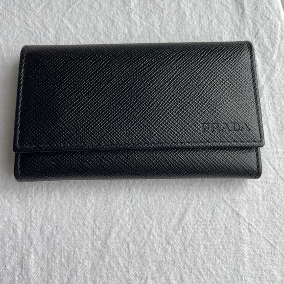 Prada Saffiano Leather Key Holder, Black - Picture 1 of 7